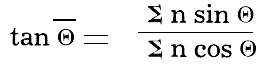 tan (average theta) = (sum n sin theta) divided by (sum n cos theta).