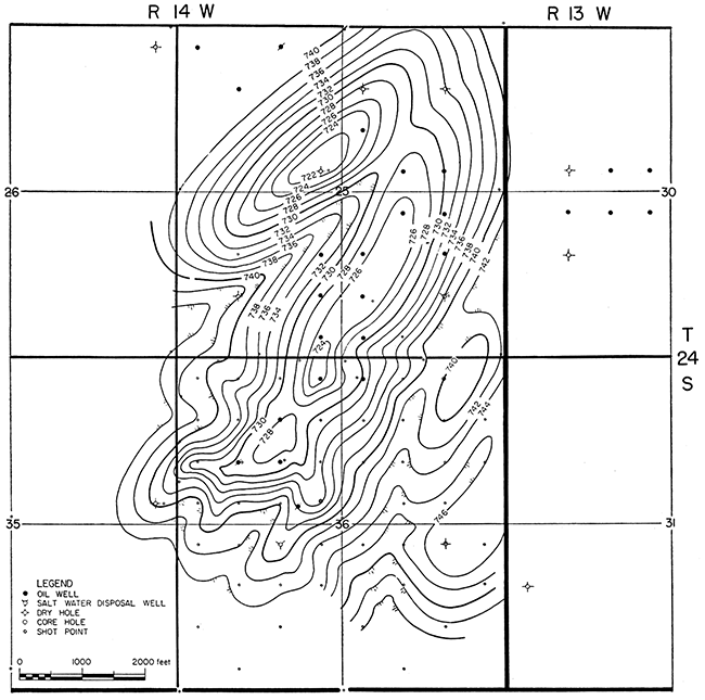 Conventional seismic structure map, pre-Pennsylvanian.