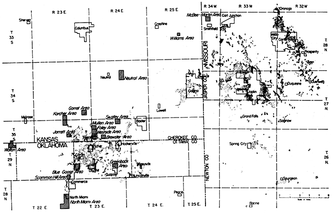Map of part of Tri-State mining district.