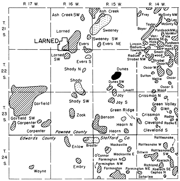 Location map of the Dunes pool, Pawnee County, Kansas.