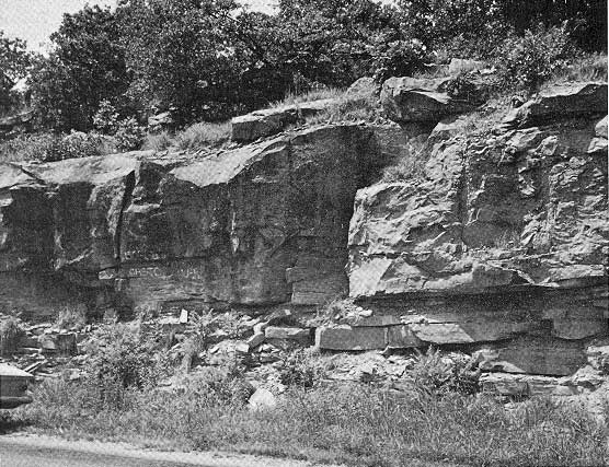 Black and white photo of outcrop on US Hwy 60