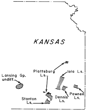 index map of Kansas showing outcrops