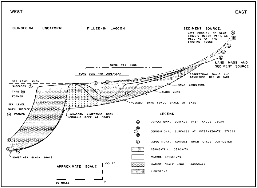 cross section of complete normal sedimentary cycle