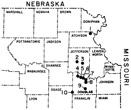 Samples from NE Kansas in Atchison, Jefferson, and Douglas counties.