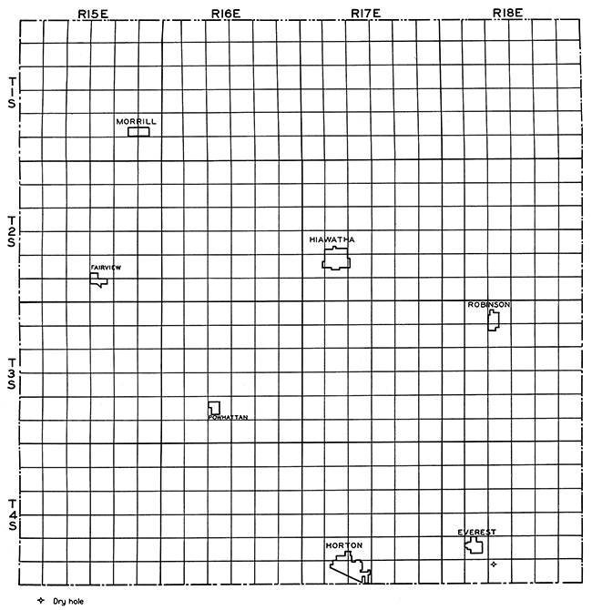Base map of Brown County, showing location of wells.