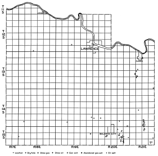 Base map of Douglas County, showing location of wells.