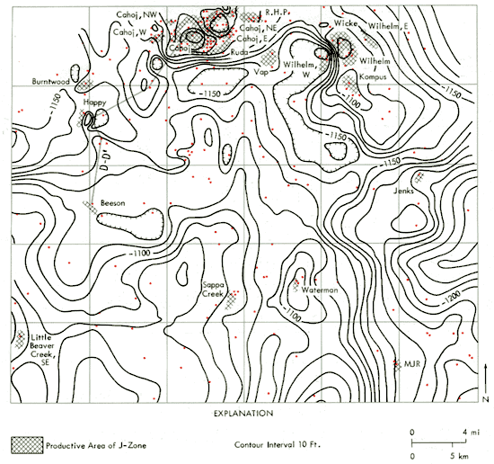 Highs and lows close together near northern oil fields; other high trending east.