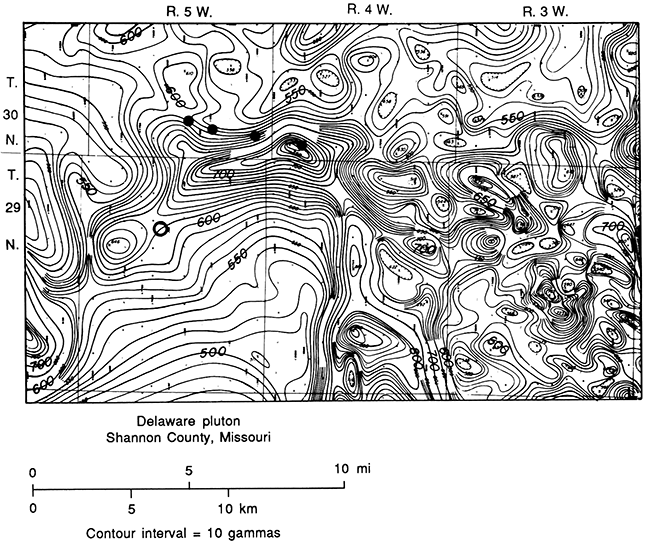 Aeromagnetic map of Delaware Pluton, southeast Missouri.