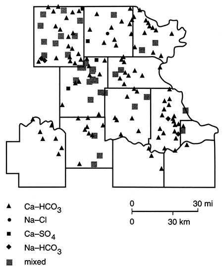 Water-type classifications for samples collected in spring 1981.