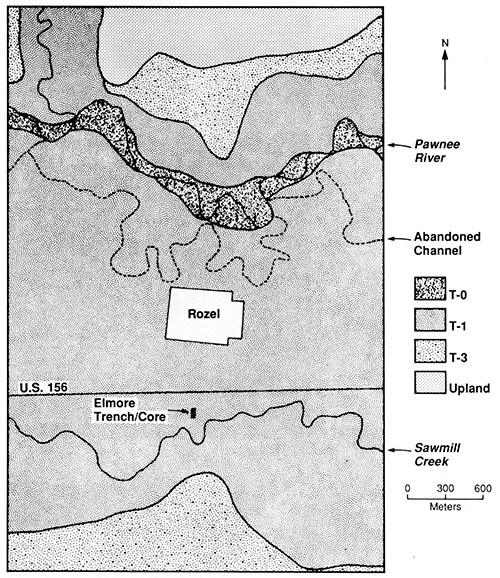 Landform map of locality PR-3 showing location of Elmore trench.