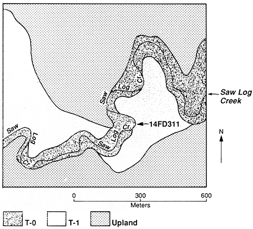 Landform map of locality SC-1 showing location of site 14FD311.
