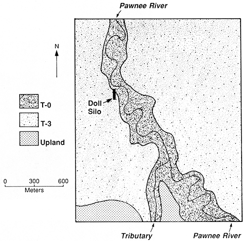 Landform map of locality PR-12 showing location of the Doll silo.