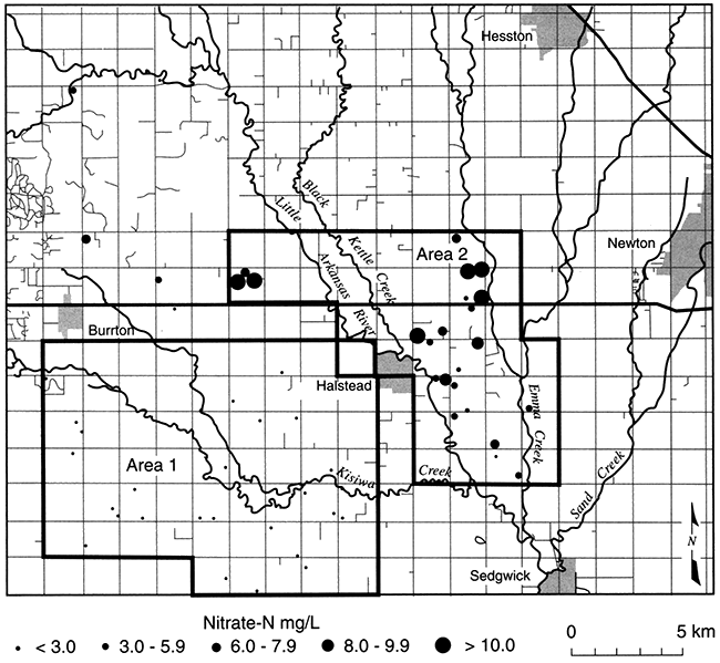 Sample locations in Burrton, Halstead, Newton, and Hesston areas.