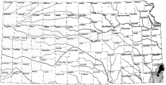 Coal field is in far SE corner of Kansas in Labette, Cherokee, and Crawford counties.