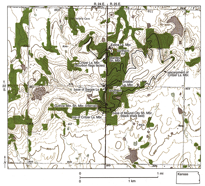 Map of part of 1958 (photorevised 1978) Prescott, Kansas. 7 1/2-minute quadrangle.