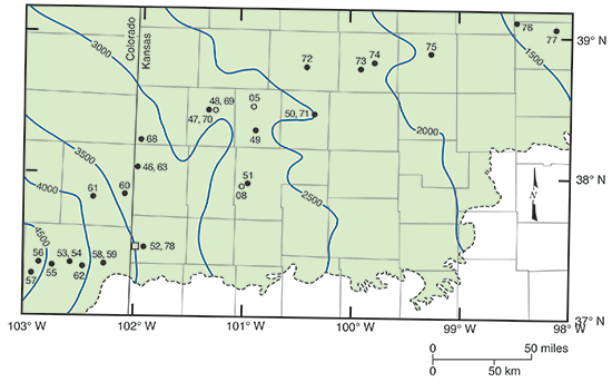 Map location of wells illustrating regional changes in groundwater geochemistry along flow paths.