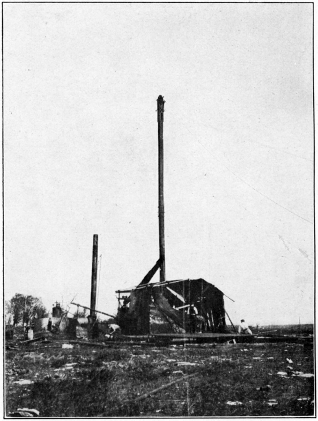 Black and white photo of Star drilling rig, south of Sedan.