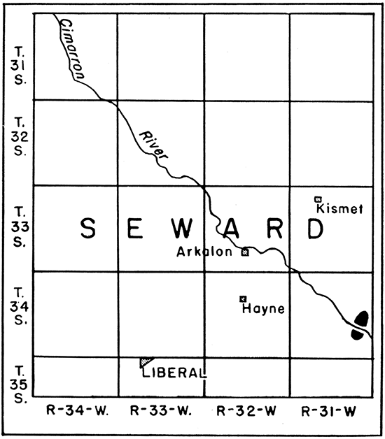 Map showing location of lower Pliocene (?) beds in southeastern Seward County.