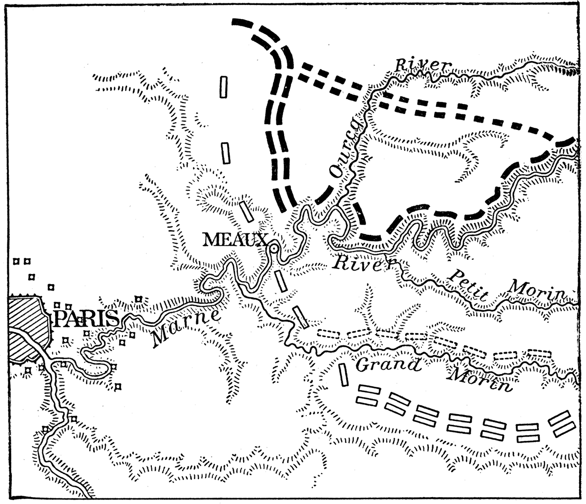 Approximate German positions at the battle of the Marne.