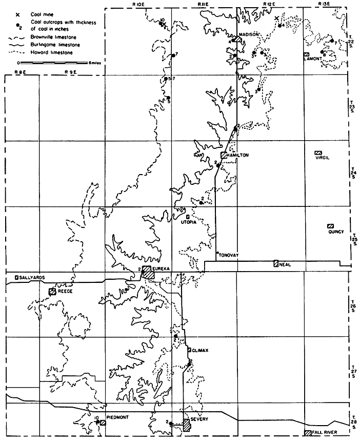 Coal mines and outcrops, Greenwood Co.