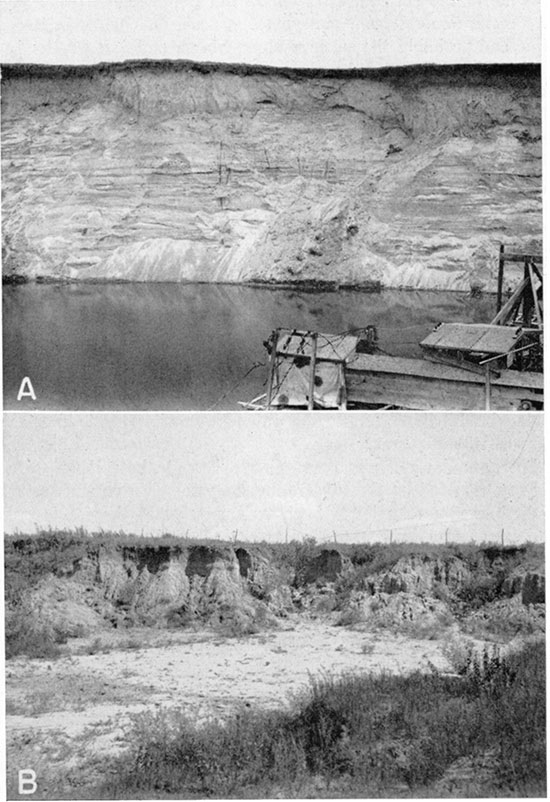 Two black and white photos; top is of sand and gravel pit just south of Cowles, Webster County, Nebraska; bottom is of gravel pit in sec. 15, T. 2 S., R. 2 W.