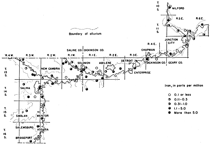 Map of valley showing iron values.