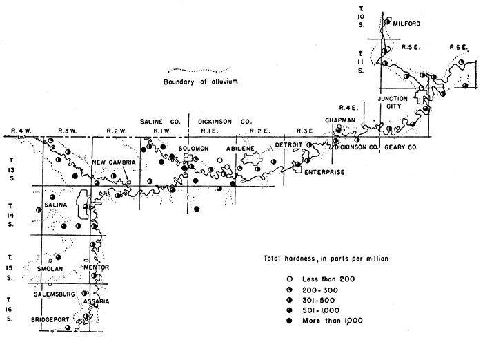 Map of valley showing total hardness values.