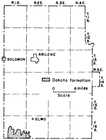 Dakota only in far SW corner, T. 16 S., R. 1 and 2 E.