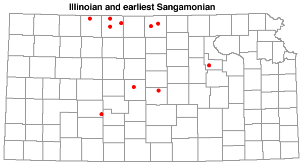 Illinoian and earliest Sangamonian samples primarily in central, north central Kansas