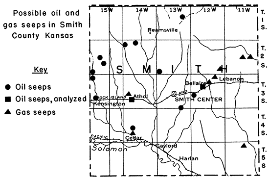 Oil and gas seeps in Smith County, Kansas.