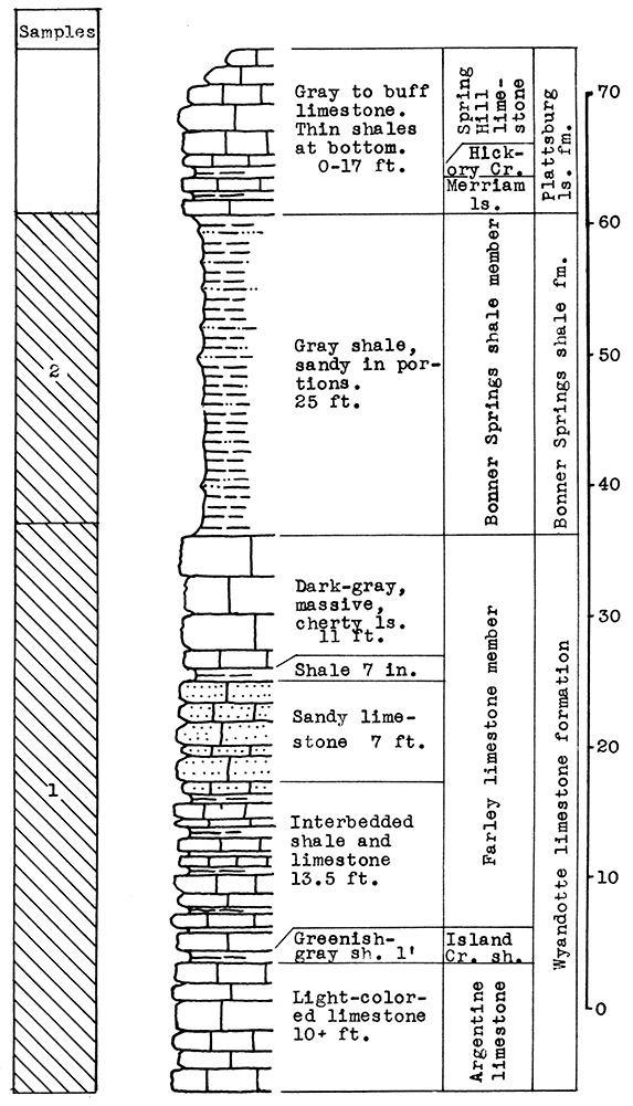 Stratigraphic section of cement plant quarry at Bonner Springs.