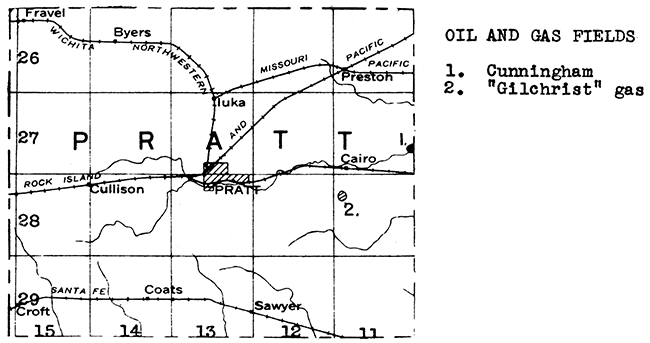 Map of Pratt County showing oil and gas fields.