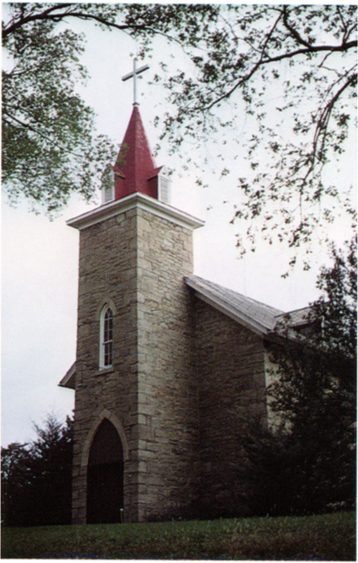 Color photo of Saint Patrick's Church, south of Atchison.