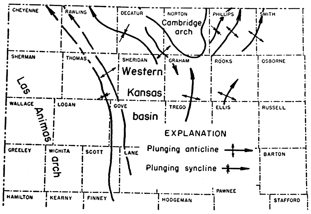 Guide map showing the principal structural elements of the top of the Carlile shale as shown on Plate 2B.