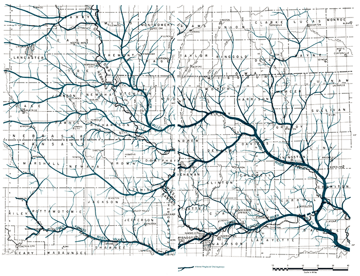 Drainage map of lower Missouri basin.