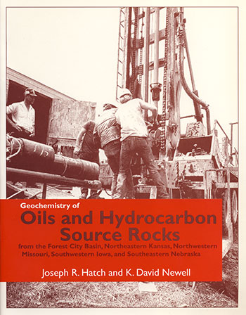 Cover of the book; sepia photo of men working drilling rig; red box with black and white text.