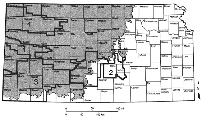 Groundwater Management Districts underlain by the Dakota aquifer in Kansas.