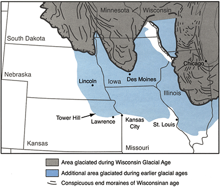 Extent of pre-Wisconsinan ice sheets in central United States.