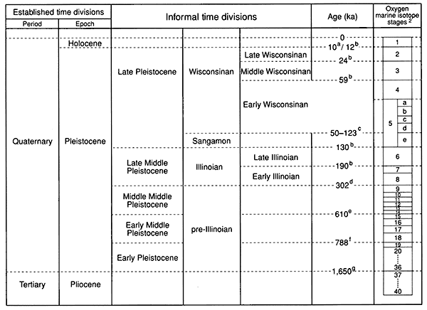 Quaternary time scale.
