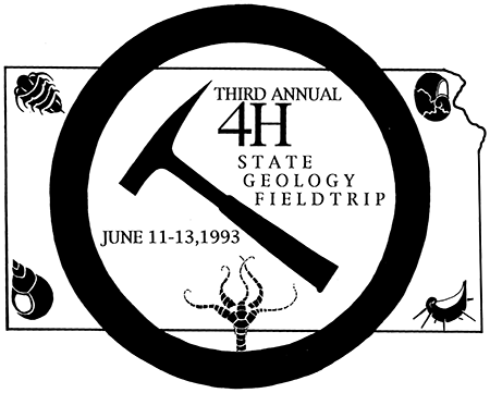 Logo of field trip; outline of Kansas with 4H text in black.