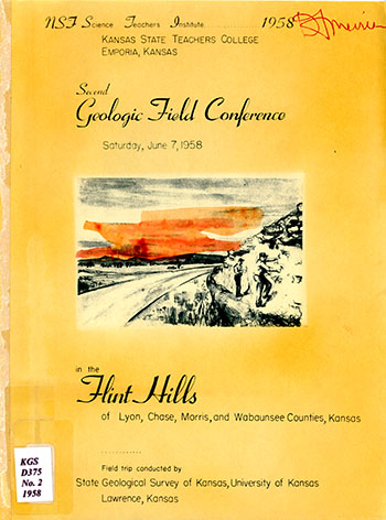 Cover of the book; cream paper with black text, sketch of workers at roadside outcrop.