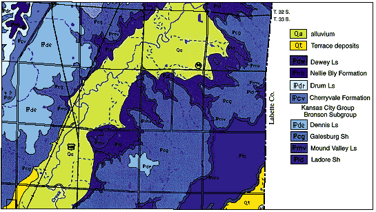 Part of a geologic map of Montgomery County