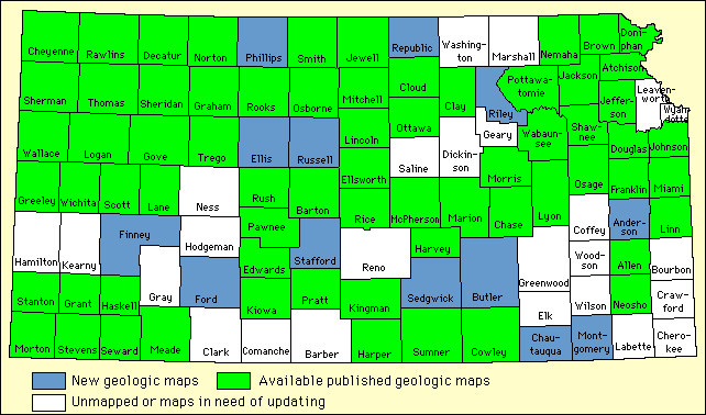 Status of geologic mapping in Kansas as of August 1996