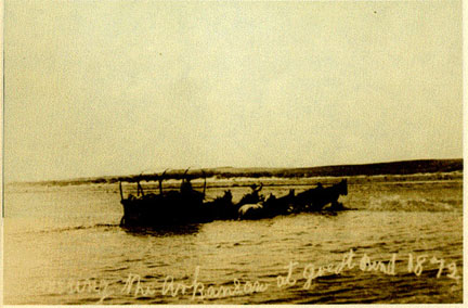 Sepia historic photo of Arkansas River.