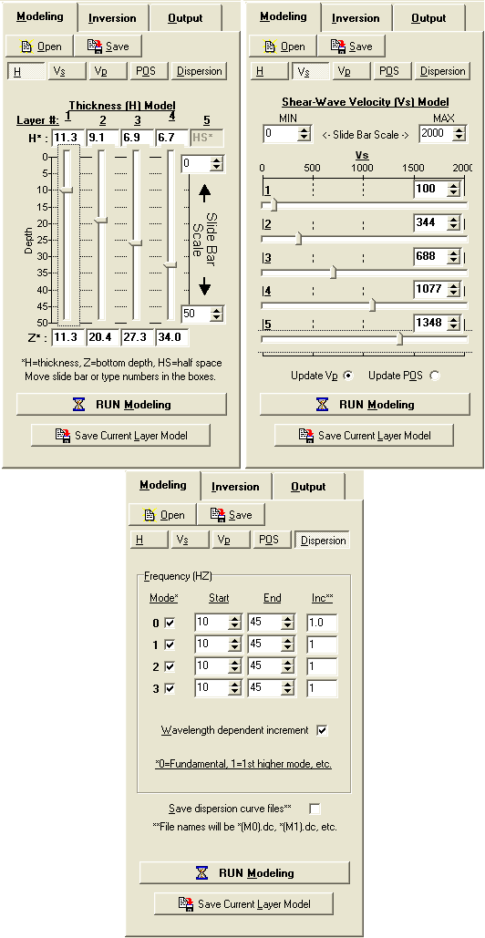 Program dialog box--Forward Modeling Portion.