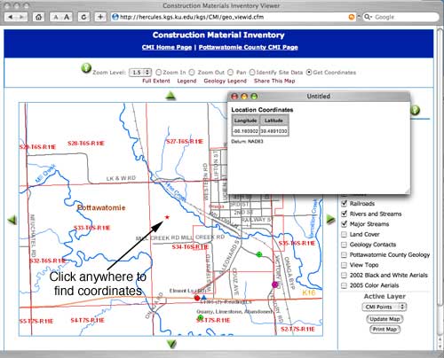 Set tool to Get Coordinates and then click on map.