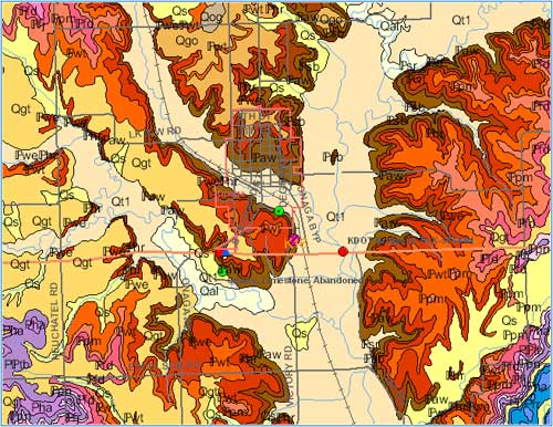 Contacts between geologic units can be added, but may clutter the map.