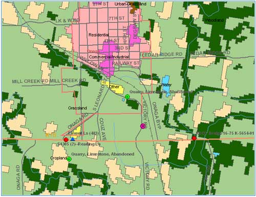 Map with land cover classifications shown.