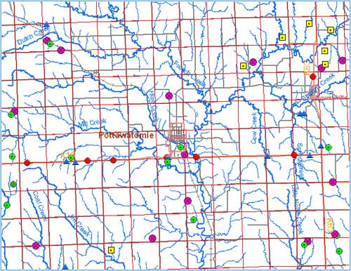 Adding base map layers such as roads, streams, or railroads helps in finding locations.