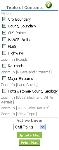 List of layers available.